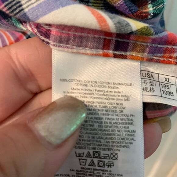 Brooks Brothers Multi Plaid Casual Summer Shirt XL - Picture 4 of 5